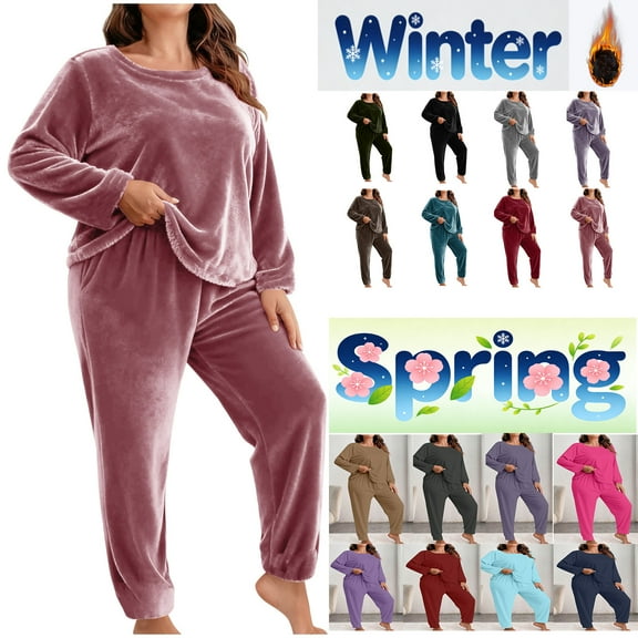 Vetsdori Womens Plus Size Pajamas Sets Nightwear Long Sleeved Tops and Pants,Loungewear Pajamas for Women 2 Pieces
