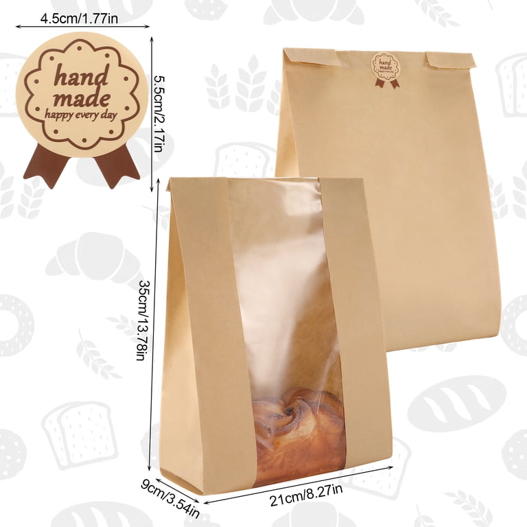 Hengguang Paper Bread Bags, Kraft with Window, 50 Count photo 2