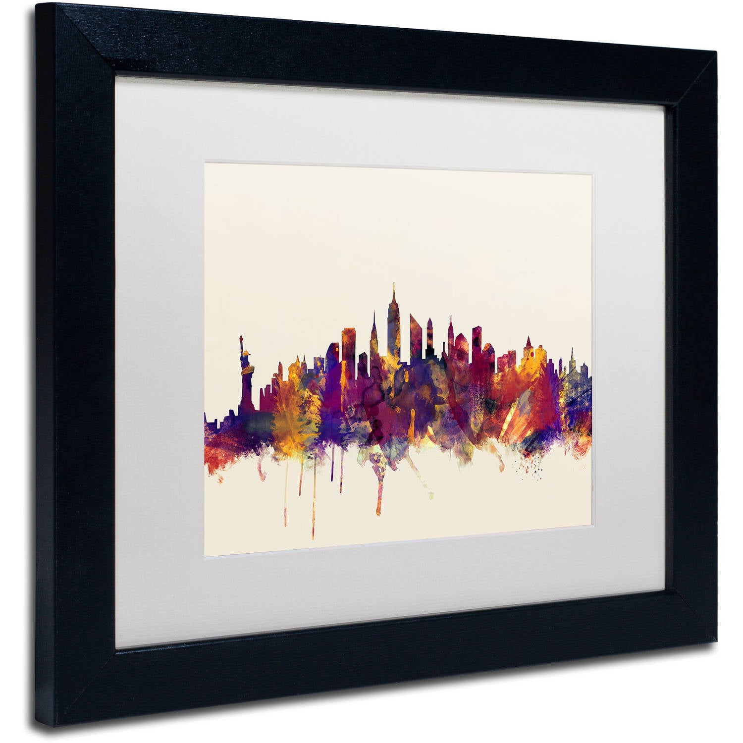 Trademark Fine Art "New York City Skyline" Canvas Art by Michael Tompsett, White Matte, Black Frame