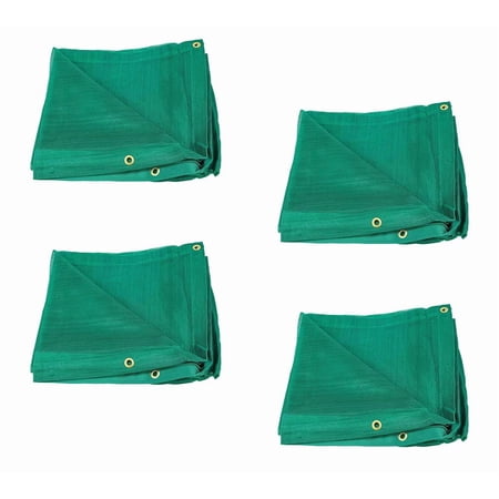 (4 Pack) 8 x 10 Green Heavy Duty 6 Oz 70% Shade Mesh Tarps with Grommets ROLL-Off | Sturdy Mesh Tarp Shades for Sun Light Blockage Green House Garden Swimming Pool Balcony Privacy Mesh
