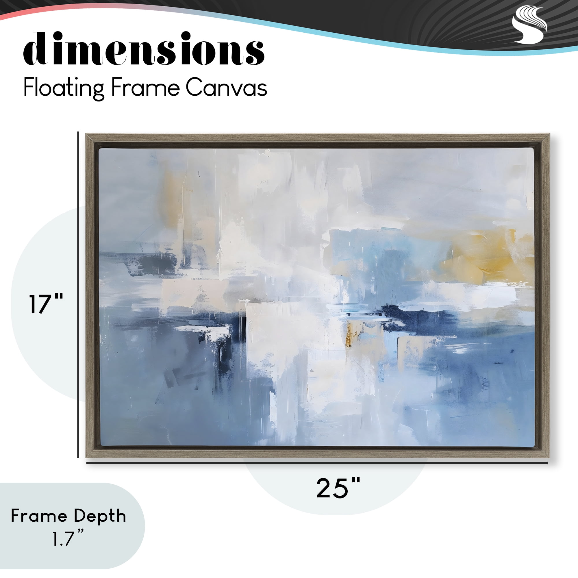 Stupell Industries Blue Sea Mist Horizon Brown Framed Floater Canvas Wall Art, design by Creative Studio