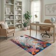 thumbnail image 2 of ODIKA 4'x6' Washable Area Rug Coral Ocean with Turtles Design Vibrant Sea Life Motif Fish and Kelp for Home Office, Under Desk, Non-Slip Chair-Friendly, Flatwoven, 2 of 7
