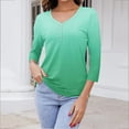 thumbnail image 2 of Summer Plus Size 3/4 Sleeves Tops for Womens Fashon Spring And Summer Gradient Printed Top Collar Button Sexy Shirt 3/4 Sleeve Long Sleeve V Neck Top/Shirt, 2 of 7