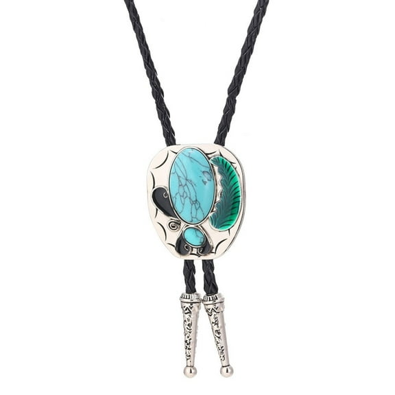 Aellinatey Bolo Tie for Male Western Cowboy Necktie with Gemstones Pendant Decorative