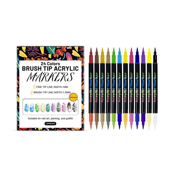 Vadktai Nail Art Pens Set, 12 Colors Double-Ended Nail Polish Pens for Nail Art, Dual Tip, Nail Dotting Tool, Drawing Pen for Nail Design, Manicure Nail Pens for Salon and Home