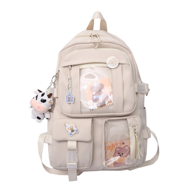 AMERTEER Women Preppy Style Patchwork Clear Backapck Student Large Rucksack (Purple)