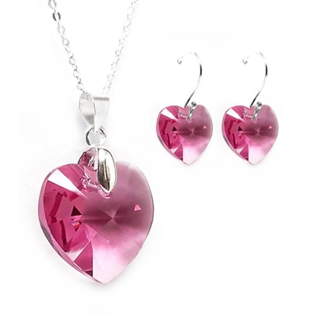 Set Collar Dije Corte Hearl Aretes Zvezda Plata 0.925 Mujer rosa claro Unitalla
