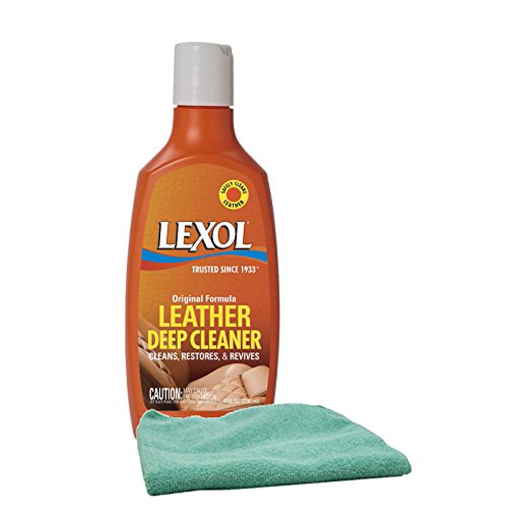 Lexol Leather Cleaner Lotion (8 oz.) Bundle with a Microfiber Cloth (2