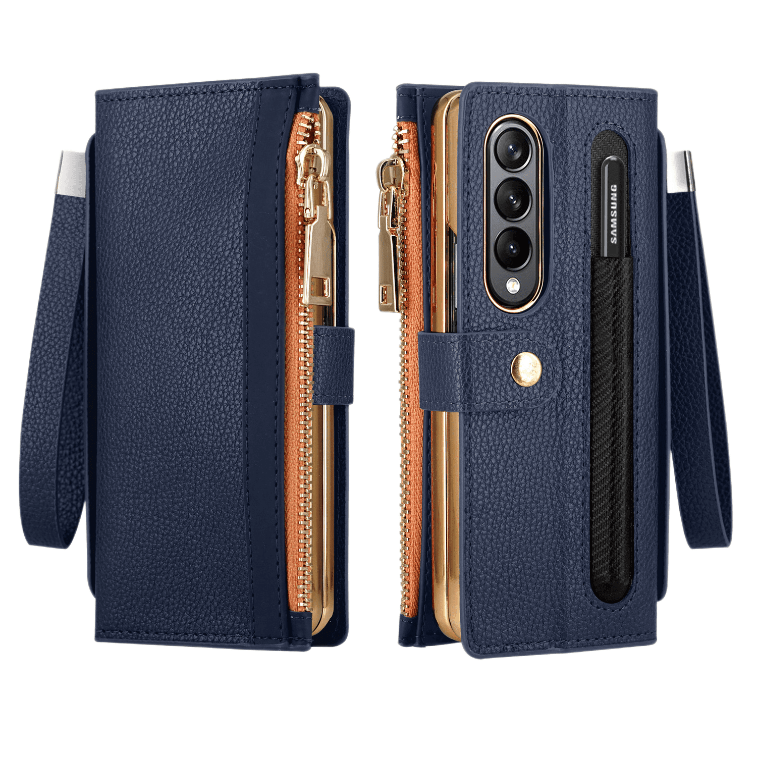 Wish For Samsung Galaxy Z Fold 4 Wallet Case with S Pen Holder,PU