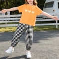thumbnail image 5 of Amidoa Girls Summer Outfit Sets 2 Piece Graphic T-Shirt Short Sleeve Pants Kids Clothing Sets Orange Size 6, 5 of 6