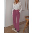 thumbnail image 2 of SCHUHLAND Women's High Waisted Dress Pants - Elegant Solid Ankle Trousers, Professional Straight Leg Business Casual Slacks with Button Detail, 2 of 9