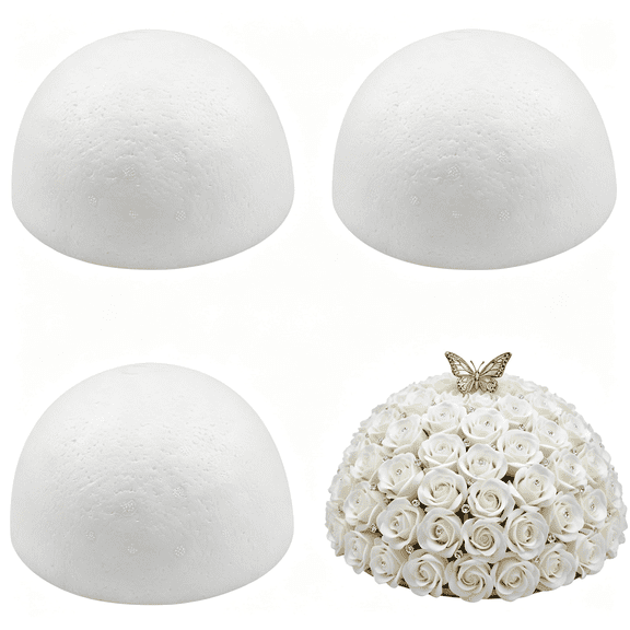 CYFW Half Foam Balls Round Polystyrene Styrofoam Craft Supplies Large Hemispherical Christmas Foam Balls Floral Art Making Holiday Party Decorations Diy Home Crafts Projects 7.5 in