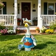 thumbnail image 5 of 7 Piece Garden Floral Themed Porch Goose Outfits with Lace Trim Dress Hat Apron Basket and Bird Accessories for 23 Inch Lawn Goose Statues Spring Front Porch Decor, 5 of 6