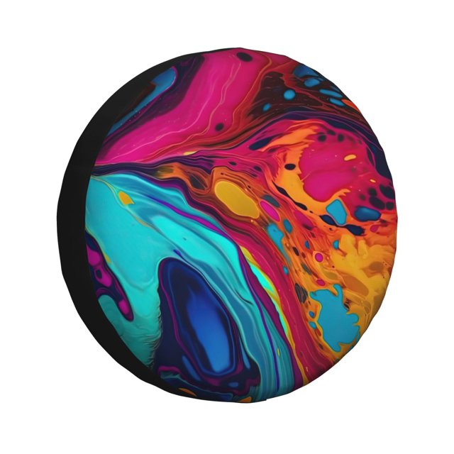Fotbe Colorful Abstract Swirls Funda de Llanta de Repuesto con Estampado, Engrosada, Ajuste Universal para Jeep, Remolque, RV, SUV, Camión-16 inch