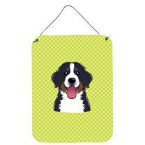 Caroline's Treasures BB1299DS1216 Checkerboard Lime Green Bernese Mountain Dog Wall or Door Hanging Prints, 12x16,