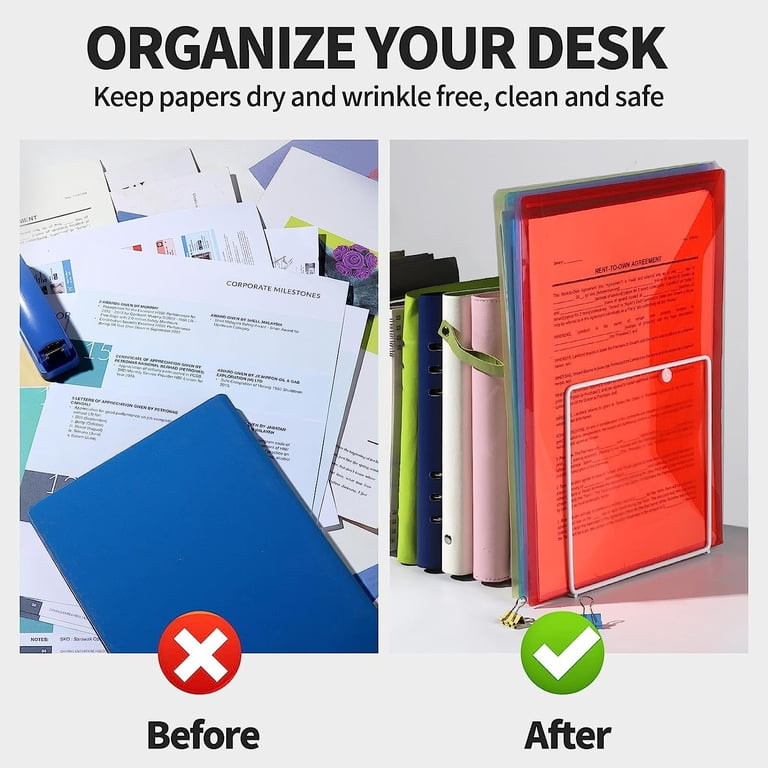 Snap Closure File Document Organizers 15 Pcs Plastic Document Envelopes A4 Letter Size ...