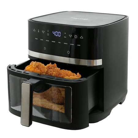 MegaChef 8 Quart Digital Electric Air Fryer with Transparent Window in Black