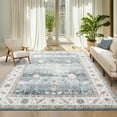 thumbnail image 4 of Garvee 5'x7' Modern Floral Area Rug Oriental Indoor Carpet with Non Slip Backing, Washable Rug Distressed Foldable Floor Mats for Living Room Bedroom Entryway, Light Green, 4 of 8