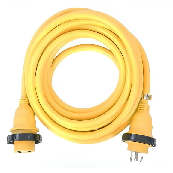 Amp Up Marine & RV Cords 125v 30a x 50' Marine Shore Power Cord, Yellow