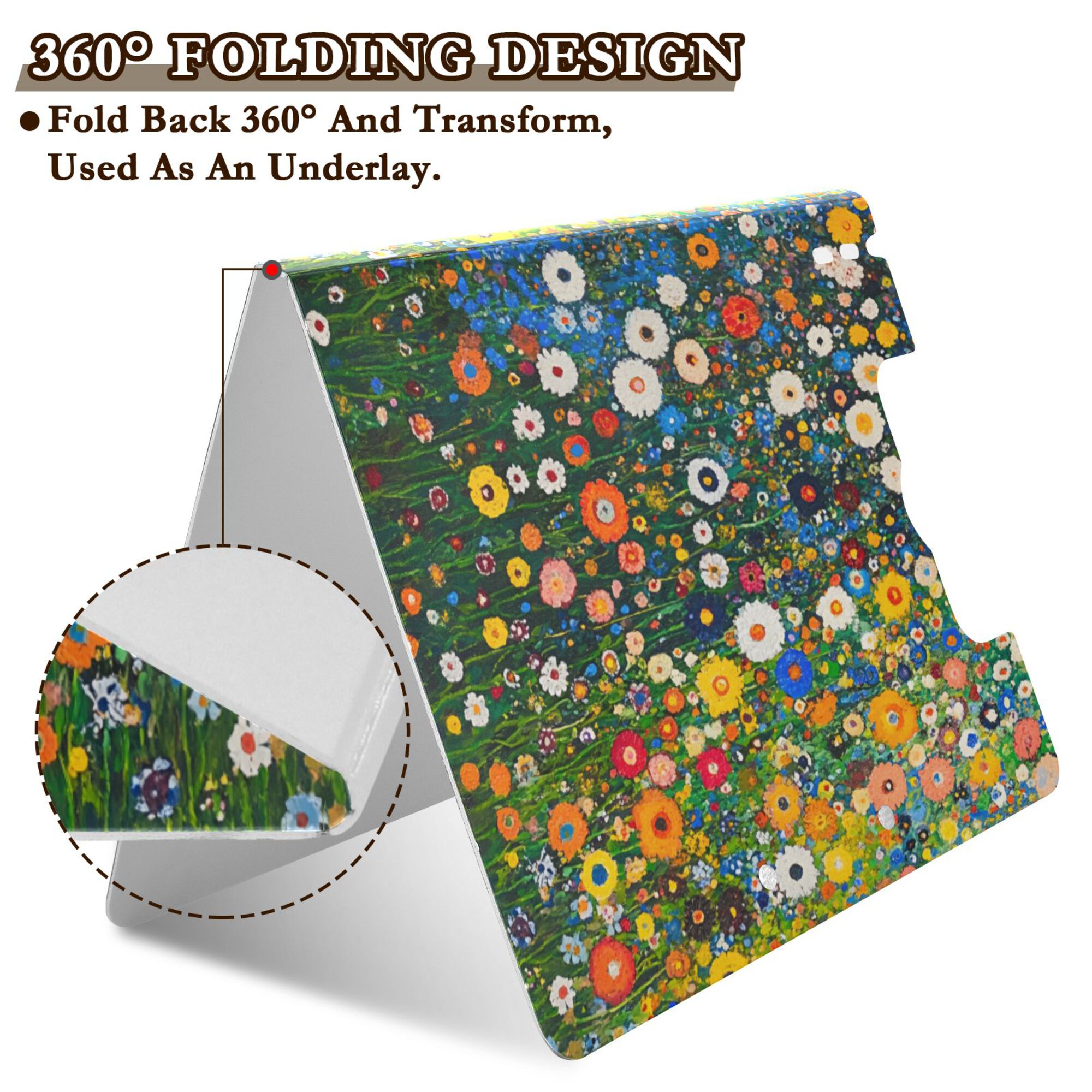 FORMRS A4 Clipboard Folder with Pen Holder Horizontal Foldable School Office Binder, Green Floral Garden