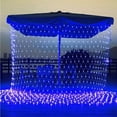 thumbnail image 2 of Net Mesh String Decorative Lights, 8 Lighting Modes, 4.9ft x 4.9ft 96 Light Bulbs, for Outdoor Indoor, Curtain, Christmas Tree, Bush, Party, Wedding, Fairy, Wall Decorative (Blue), 2 of 9