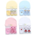 thumbnail image 5 of Conjunto de gorros, manoplas y calcetines para recién nacidos, gorro para niños y niñas de 0 a 6 meses, color azul, 5 of 5