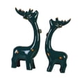 thumbnail image 4 of 2 figuras decorativas de ciervos, modernas, coleccionables, de cerámica, para escritorio. Verde, 4 of 9