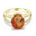 thumbnail image 2 of Gem Stone King 18K Yellow Gold Plated Silver Twilight Orange Mystic Quartz Ring for Women (4.48 Cttw, Oval 12X10MM, Gemstone Birthstone, Available in Size 5, 6, 7, 8, 9), 2 of 4