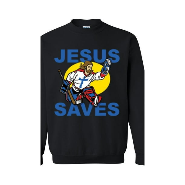 Mom's Favorite - Unisex Jesus Saves Hockey Goalie Crewneck Sweatshirt