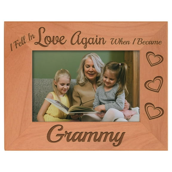 ThisWear Grandma Gifts Fell In Love When Became Grammy Natural Wood Engraved 4x6 Landscape Picture Frame Wood
