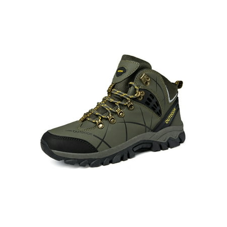 

Lacyhop Men Athletic Shoes High Top Sneakers Sport Hiking Shoe Trekking Non-Slip Sneaker Round Toe Plush Lined Trainers Cotton Olive Green 8.5