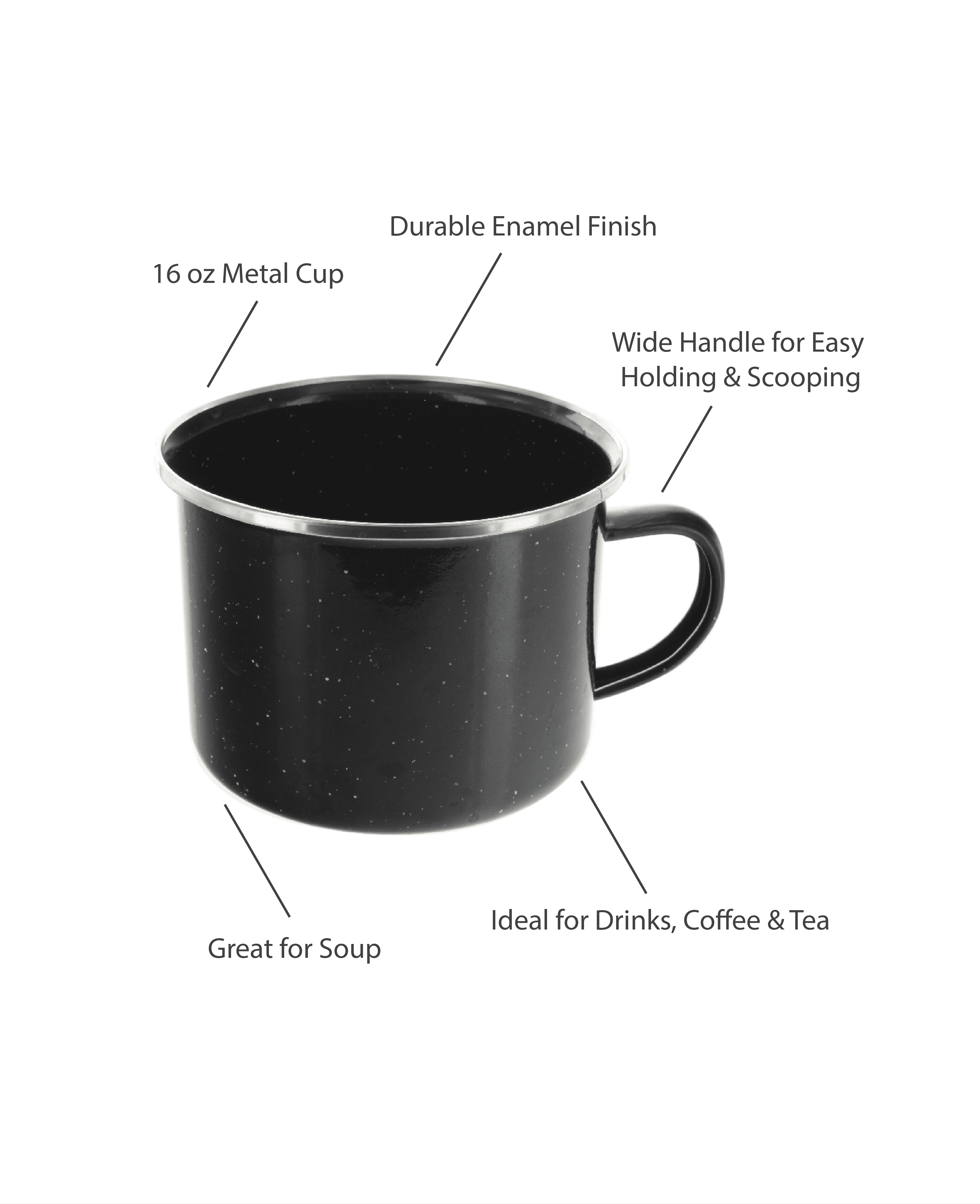 Enamel Camp Cup with Stainless Rim (16 Oz.)