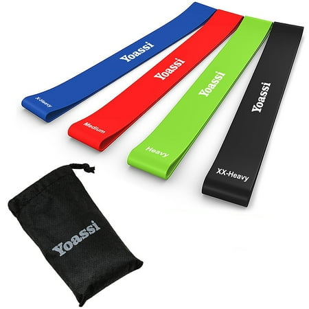 Yoassi Resistance Loop Exercise Bands Workout Stretching Home Fitness Heavy Duty Bands with Carry Bag - Strength Bands for Men & Women Pull Ups, Physical Therapy, Flexibility - 4 (Best Resistance Bands For Pull Ups)