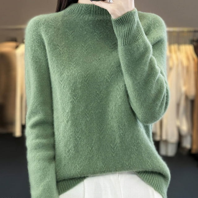 Womens Sweaters Trendy Long Sleeve Crewneck Sweater Soft Lightweight Knit Tops Solid Color Basic Pullover