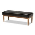 thumbnail image 5 of Baxton Studio Riordan Mid-Century Modern Dark Brown Faux Leather Upholstered and Walnut Brown Finished Wood 4-Piece Dining Nook Set, 5 of 7