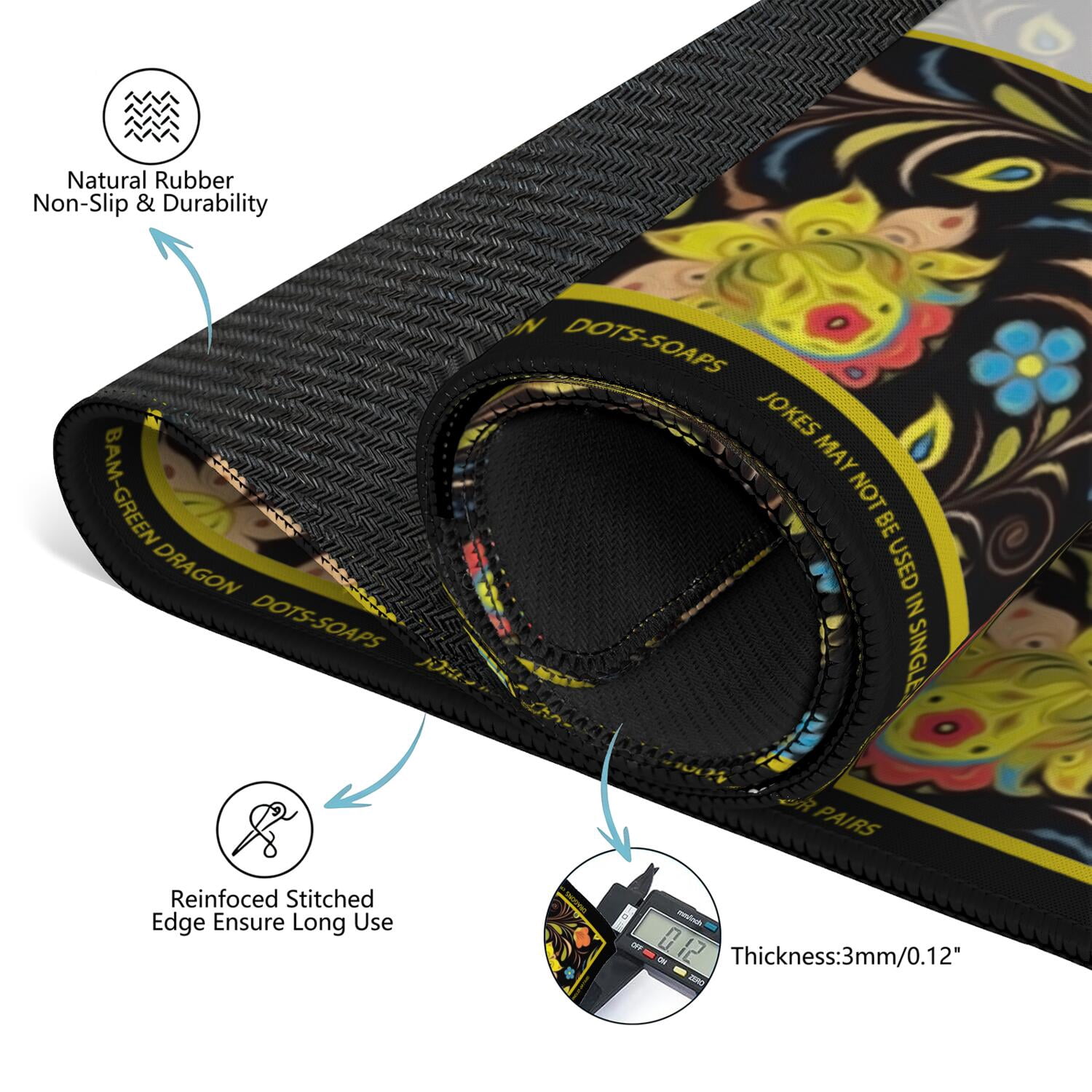 Floral Mahjong Mat with Rules, 31.5*31.5in Anti Slip American Mahjong Mat for Table, Noise Reduction, Neoprene Mah jongg Mats with Carrying Bag & 3 Dices, Mahjong Set Gift, Board Tile Games Mats
