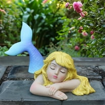 Fairy Garden Accessories,Planter Pot Mermaid Statues,2Pcs Mermaid Sculpture Decoration, Landscape Plant Pots Bonsai Craft Decor, Full Color Sea-maid Figurines Garden Planter Decor