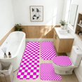 thumbnail image 2 of Pink and White Checkered Pattern Bathroom Rug Set 4 Piece,Includes Contour,Lid Cover,Bath Mat,Non-Slip Extra Soft Absorbent Washable, 2 of 5