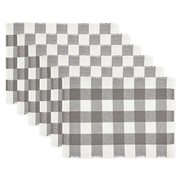 DII Gray & White Buffalo Check Ribbed Placemat Set/6
