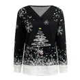 thumbnail image 4 of DHFJKG Women's Santa Loose Fit Pullover V Neck Reindeer Printed Sweatshirt Long Sleeve Soft Tops, 4 of 4