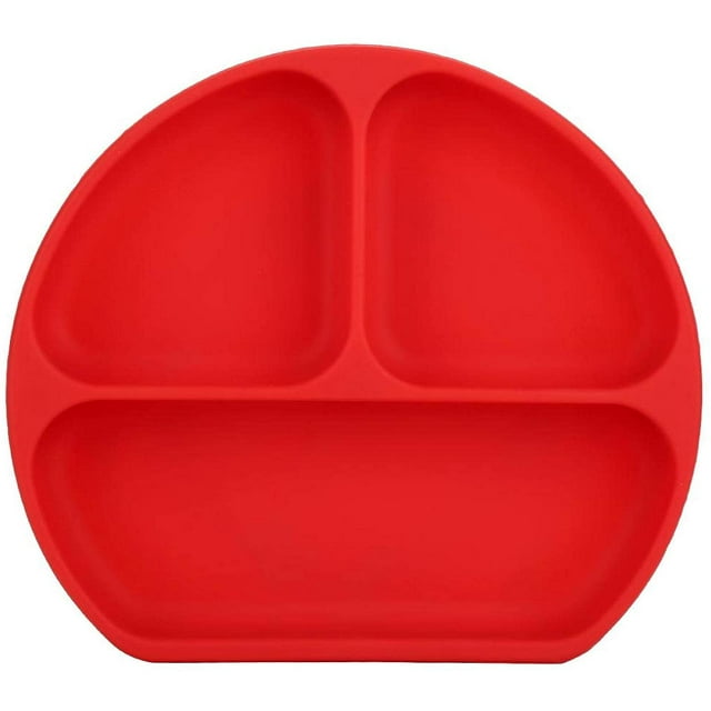 Toddler Divided Plate - Silicone Toddler Divided Plates Diy Complementary Food Placemat Suction Cup For Baby Kids(Red)