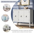 thumbnail image 4 of EUROCO 37" Retro Strip Accent Cabinet, Solid Wood Pine Sideboard Cabinet with Adjustable Shelf, bronze handles for Entryway, Living Room, Bedroom, Cream White, 4 of 8