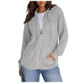 thumbnail image 2 of Ribbed Zip Up Hoodies for Women 2025 Fall Winter Long Sleeve Plain Hooded Sweatshirt with Pockets Jacket Coat, 2 of 6