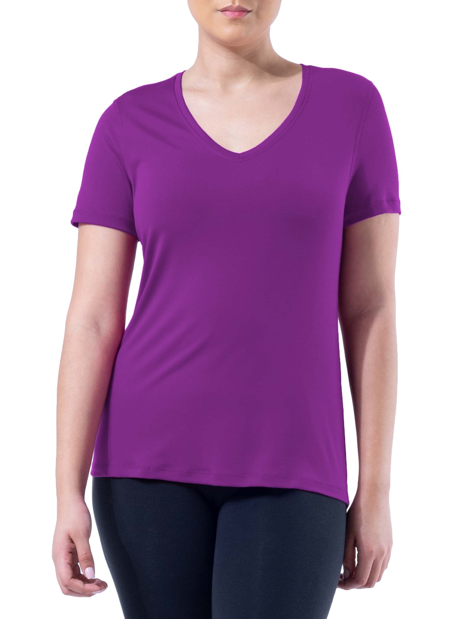 Athletic Works Women's Active V-Neck T-Shirt with Short Sleeves, 2-Pack,  Sizes XS-XXXL