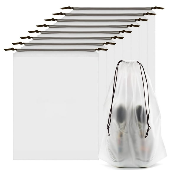 24pcs Clear Shoe Bags for Travel, 15.7" x 11.8" Waterproof Dust Bags with Drawstring, Portable Storage for Men and Women