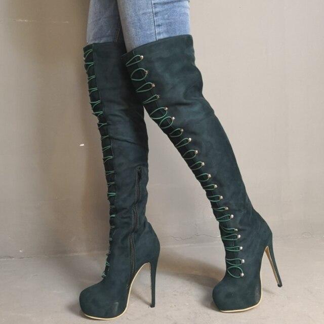 knee high boots with strings