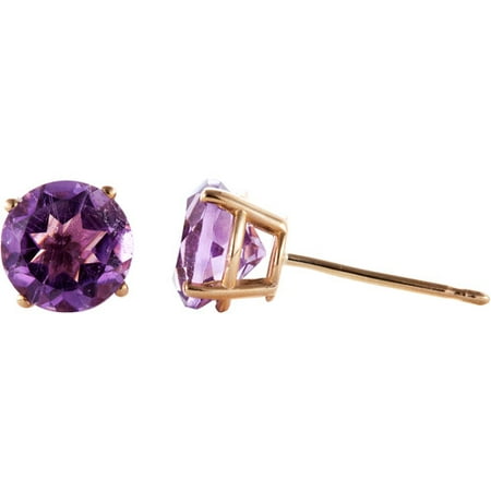 1.57 Carat T.G.W. Amethyst 14kt Yellow Gold Stud Earrings