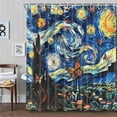 thumbnail image 3 of Starry Night Butterfly Shower Curtains, Abstract Oil Painting Art Shower Curtain, Vintage Fabric Cloth Bath Curtain with 12 Hooks Hotel Style Decor Accessories(Royal Blue and Yellow), 3 of 5