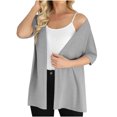 thumbnail image 6 of Otntypg Women's Lightweight Open Front Cardigans Fall Summer Short Sleeve Casual Soft Knit Cardigan Sweaters Loose Fit Outwear Tops Gray XL, 6 of 9