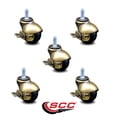 thumbnail image 2 of 2 Inch Antique Brass Hooded 3/8 Inch Threaded Stem Ball Casters with Brake Set 5, 2 of 2